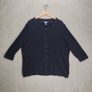 Lands' End Black Cable Knit Cardigan-Sz 2X